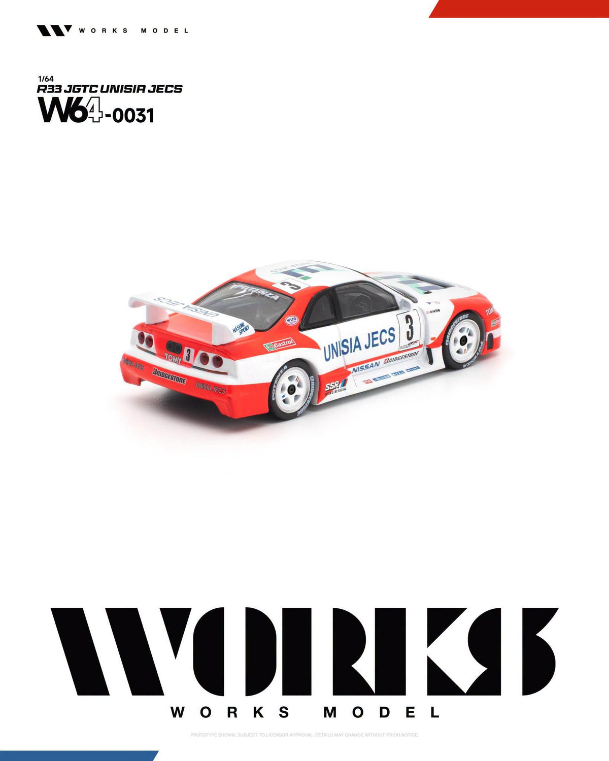 *Pre-Order* Works Model - W64-0031 R33 1995 JGTC UNISIA JECS
