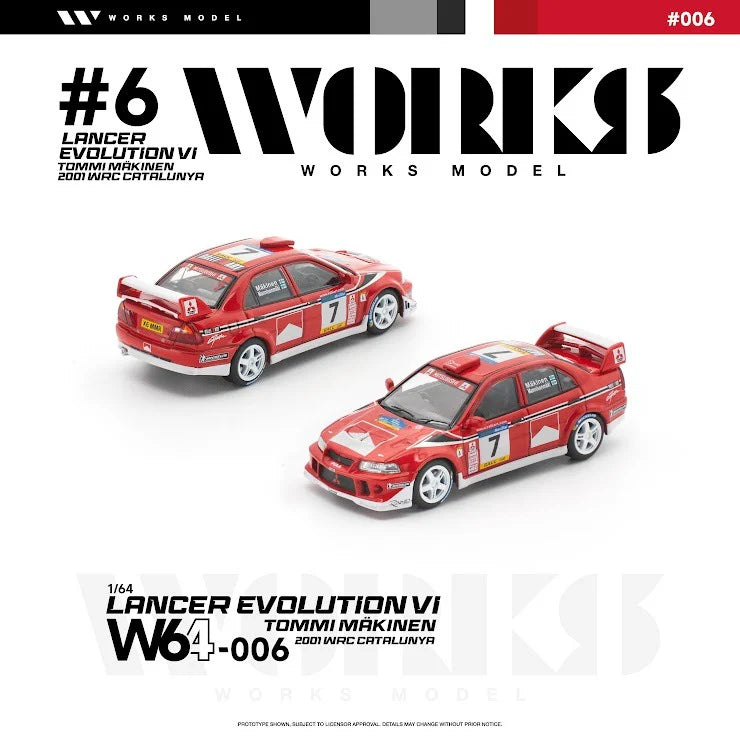 *Pre-Order* Works Model W64-006 Lancer Evolution VI Tommi Mäkinen 2001 WRC Catalunya