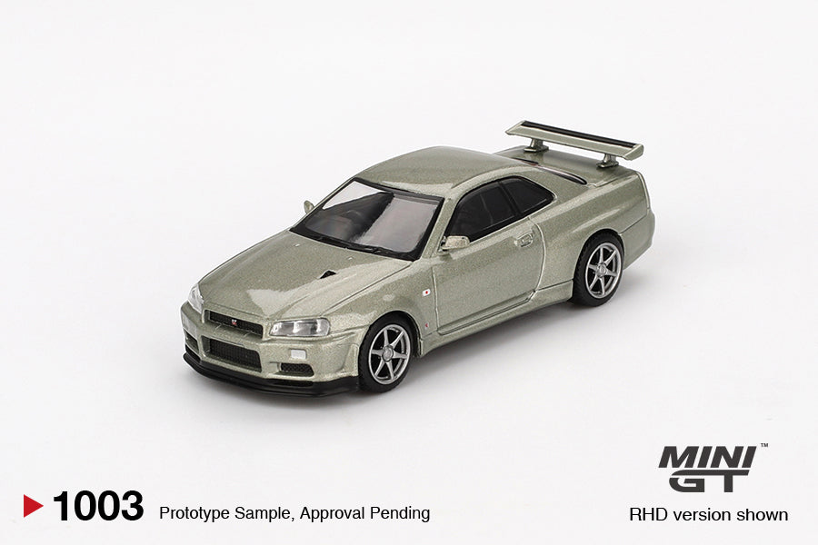 Mini GT No.1003 Nissan Skyline GT-R (R34) V-Spec II Nür Millenium Jade
