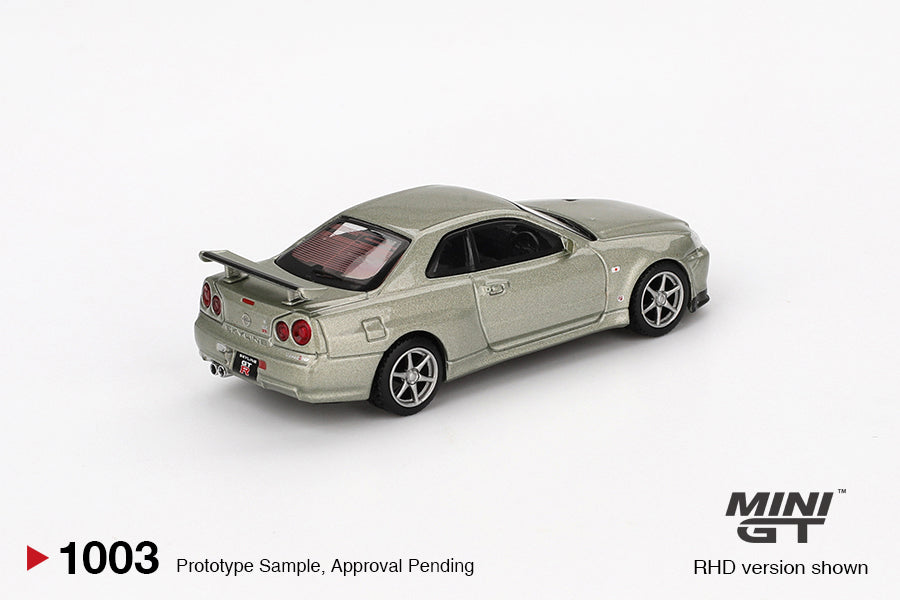 Mini GT No.1003 Nissan Skyline GT-R (R34) V-Spec II Nür Millenium Jade