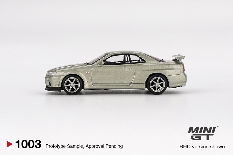 Mini GT No.1003 Nissan Skyline GT-R (R34) V-Spec II Nür Millenium Jade