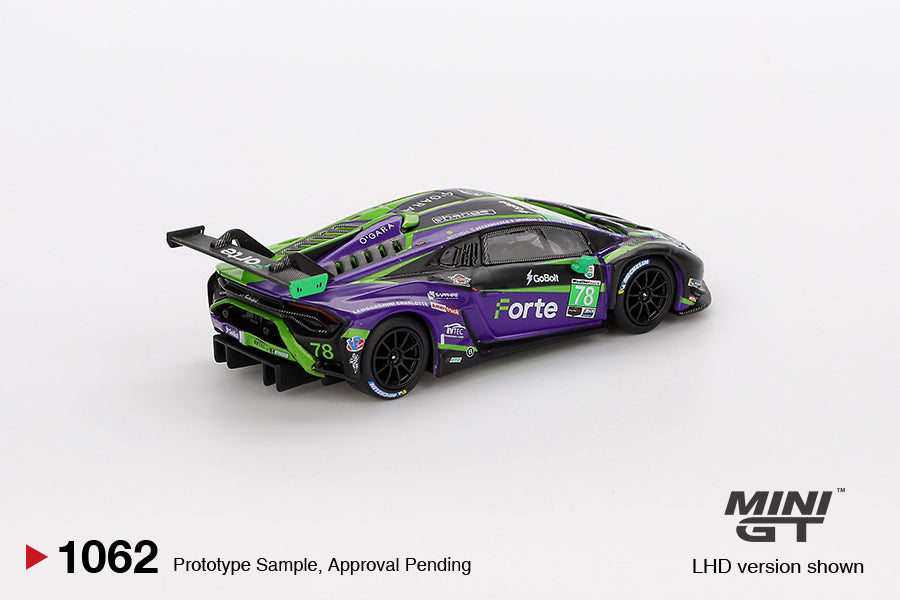 *Pre-Order* Mini GT No.1062 Lamborghini Huracán GT3 EVO2 #78 Forte Racing 2024 IMSA Daytona 24 Hrs