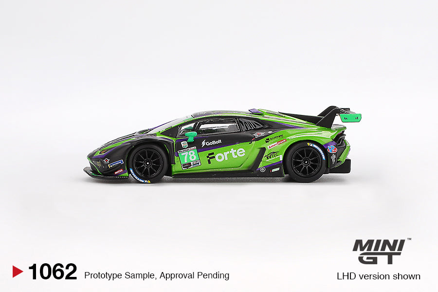 *Pre-Order* Mini GT No.1062 Lamborghini Huracán GT3 EVO2 #78 Forte Racing 2024 IMSA Daytona 24 Hrs