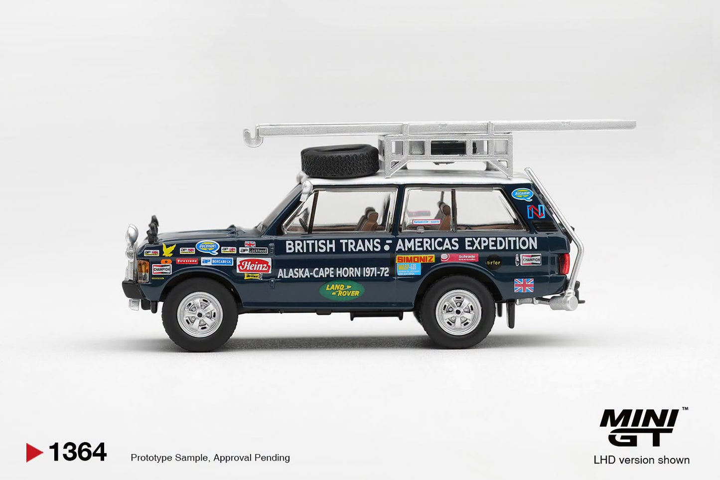 *Pre-Order* Mini GT No.1364 Range Rover 1971 British Trans-Americas Expedition (VXC-765K)