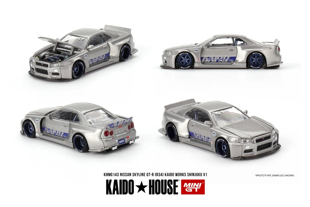 Mini GT x Kaido House No.143 Nissan Skyline GT-R (R34) Kaido Works Shinjuku V1