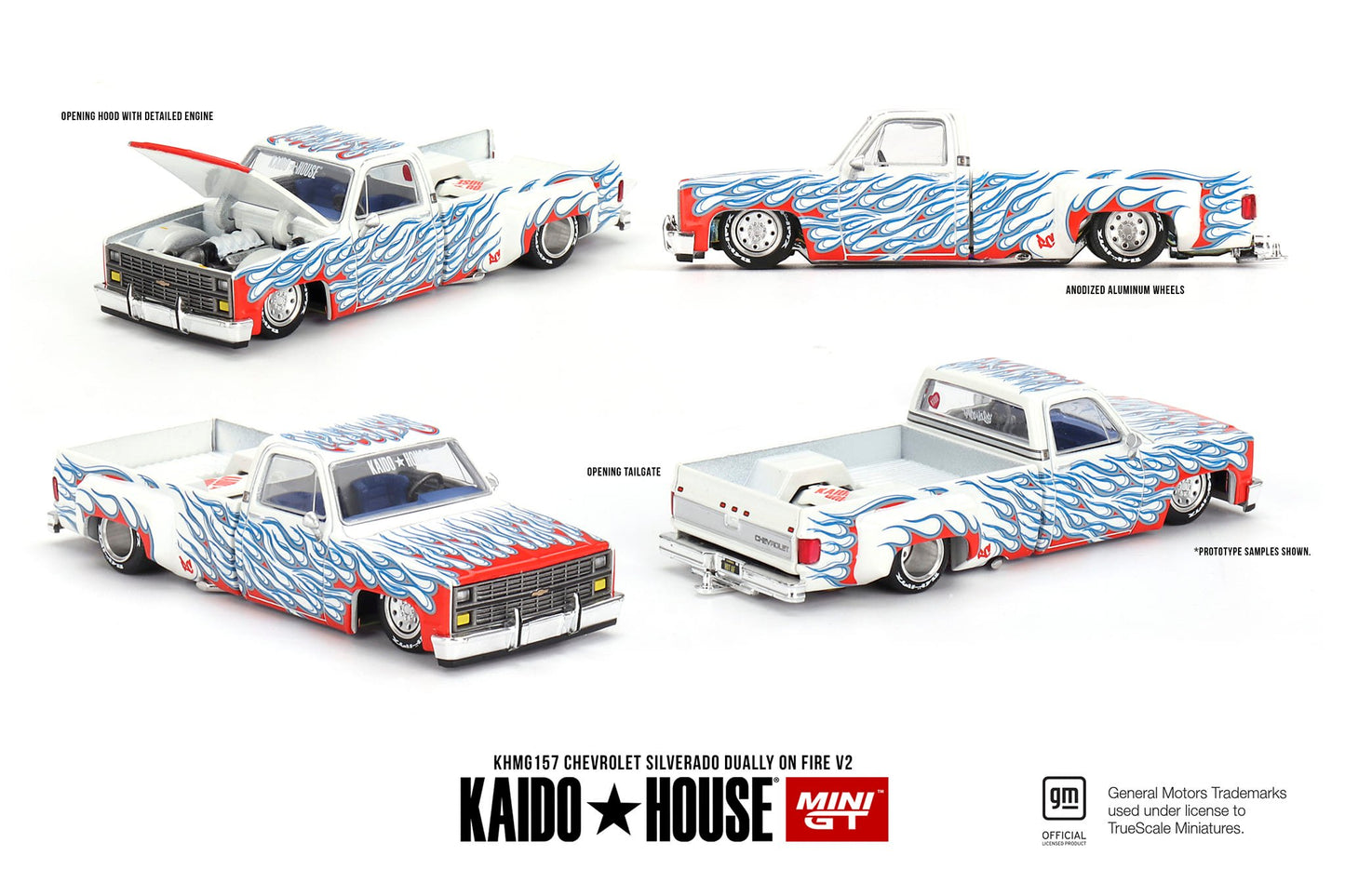 Mini GT x Kaido House No.157 Chevrolet Silverado Dually on Fire V2
