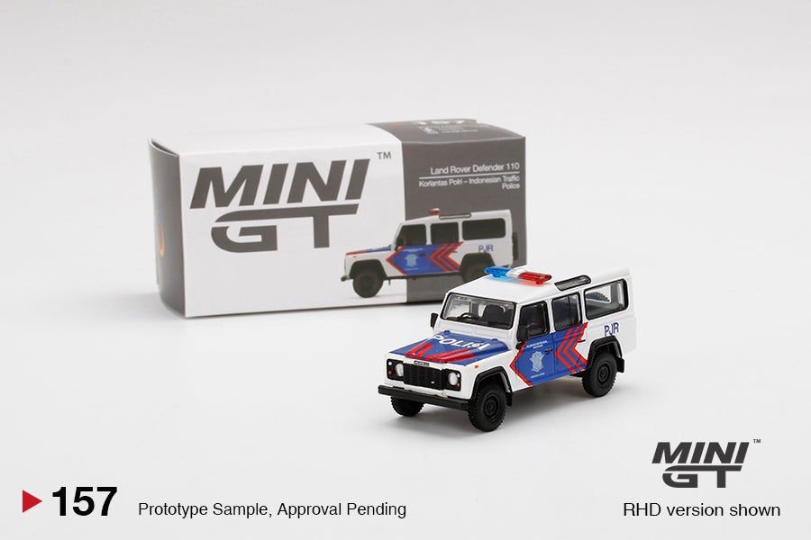 Mini GT No.157 Land Rover Defender 110 Korlantas Polri - Indonesian Traffic Police