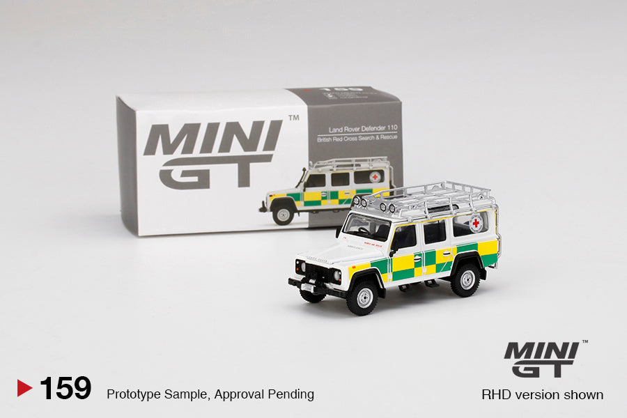 Mini GT No.159 Land Rover Defender 110 British Red Cross Search & Rescue (White) - US Exclusive (Blister Pack)