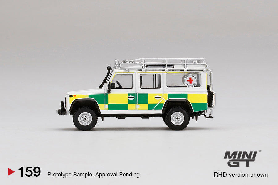 Mini GT No.159 Land Rover Defender 110 British Red Cross Search & Rescue (White) - US Exclusive (Blister Pack)
