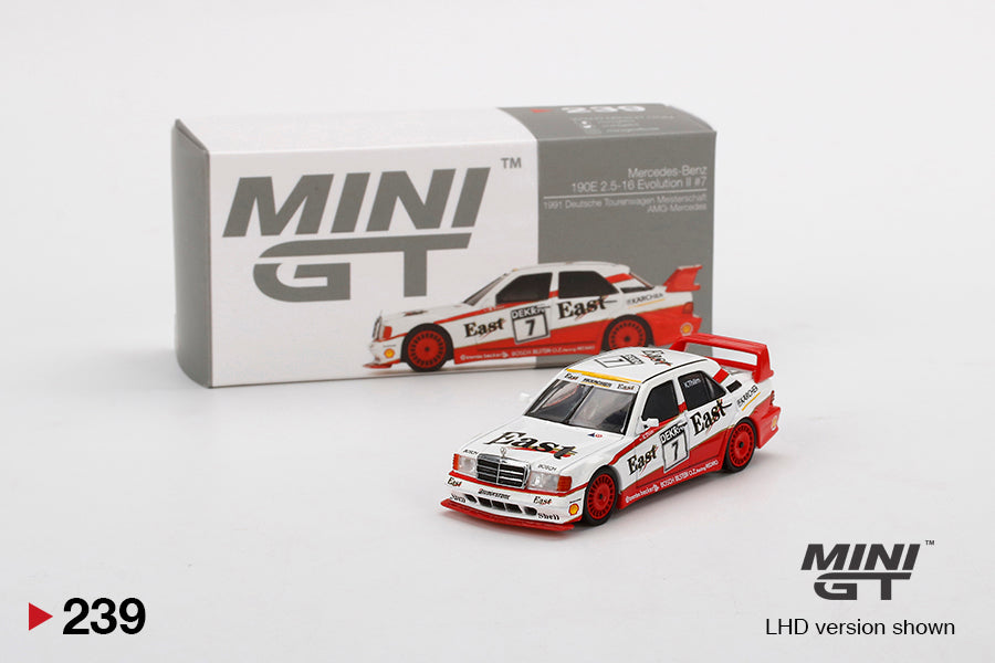 Mini GT No.239 Mercedes-Benz 190E 2.5-16 Evolution II #7 1991 Deutsche Tourenwagen Meisterschaft AMG-Mercedes