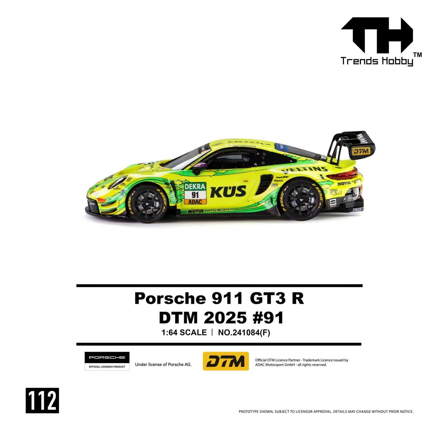 *Pre-Order* Trends Hobby No.241084(F) Porsche 911 GT3 R DTM 2025 - #91 Yellow-Green