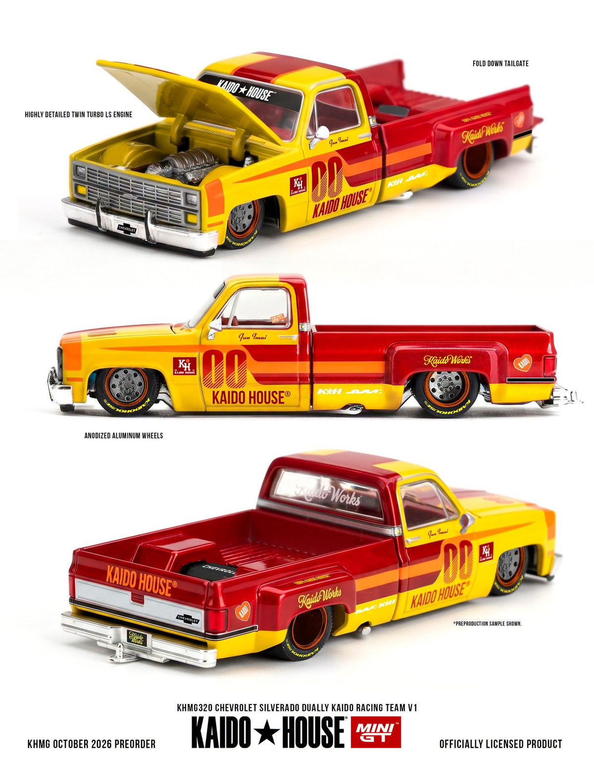 *Pre-Order* Mini GT x Kaido House No.320 Chevrolet Silverado Dually Kaido Racing Team V1