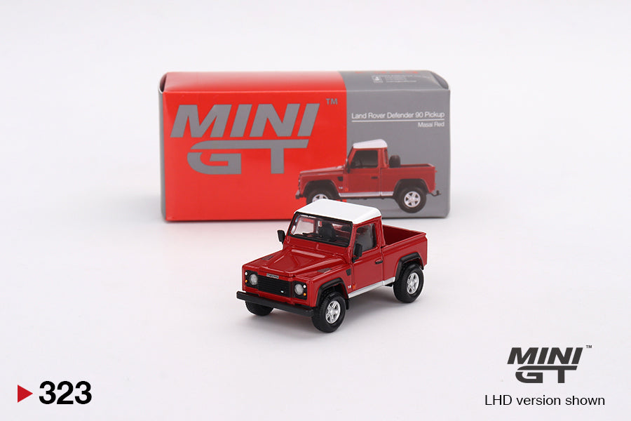 Mini GT No.323 Land Rover Defender 90 Pickup Masai Red