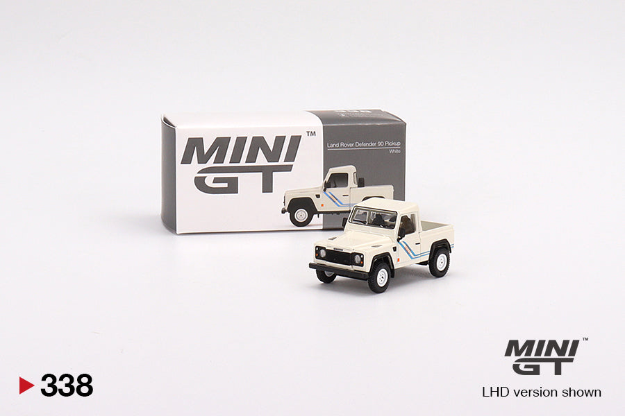 Mini GT No.338 Land Rover Defender 90 Pickup White