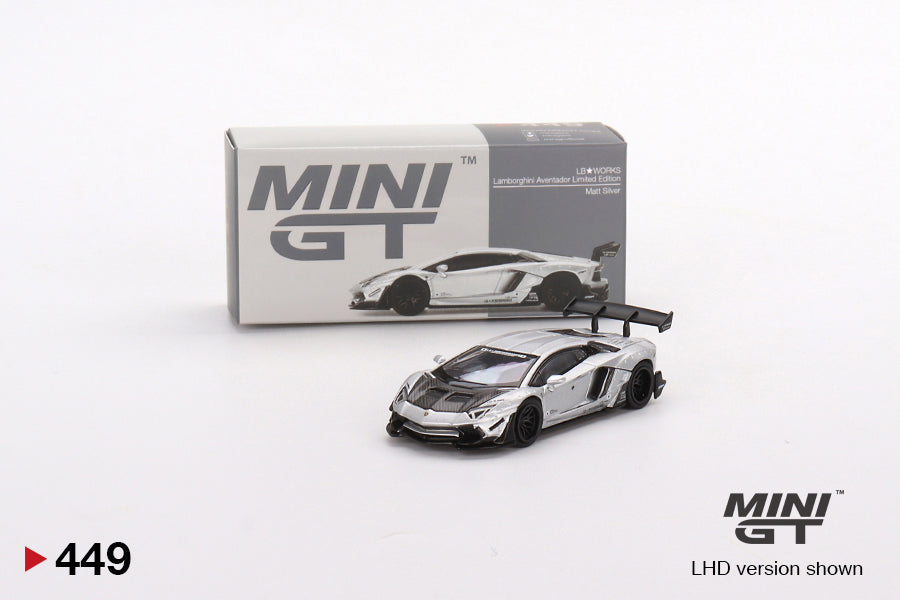 Mini GT No.449 LB★WORKS Lamborghini Aventador Limited Edition Matt Silver