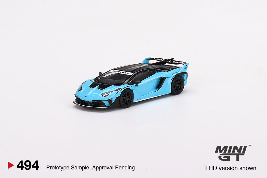 Mini GT No.494 LB-Silhouette WORKS Lamborghini Aventador GT EVO Baby Blue