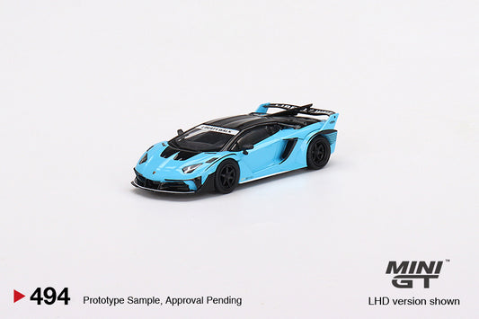 Mini GT No.494 LB-Silhouette WORKS Lamborghini Aventador GT EVO Baby Blue