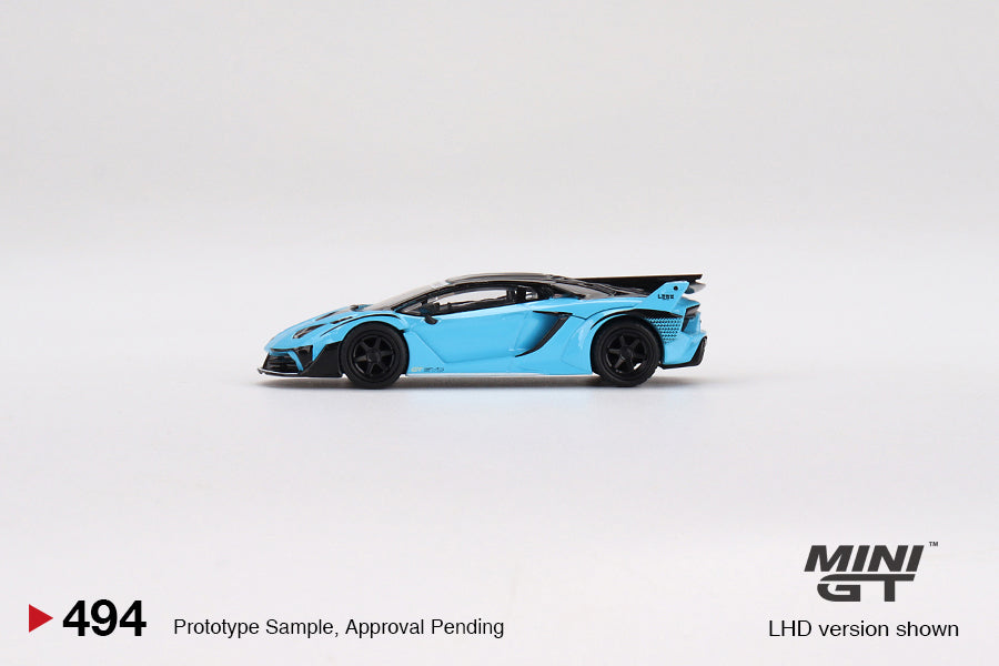 Mini GT No.494 LB-Silhouette WORKS Lamborghini Aventador GT EVO Baby Blue