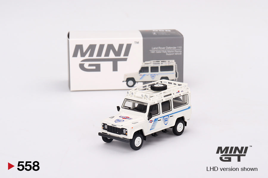 Mini GT No.558 Land Rover Defender 110 1991 Safari Rally Martini Racing Support Vehicle