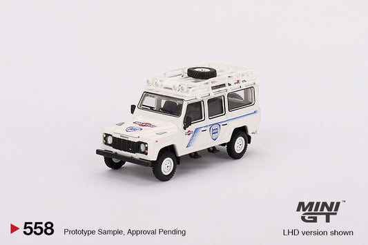Mini GT No.558 Land Rover Defender 110 1991 Safari Rally Martini Racing Support Vehicle