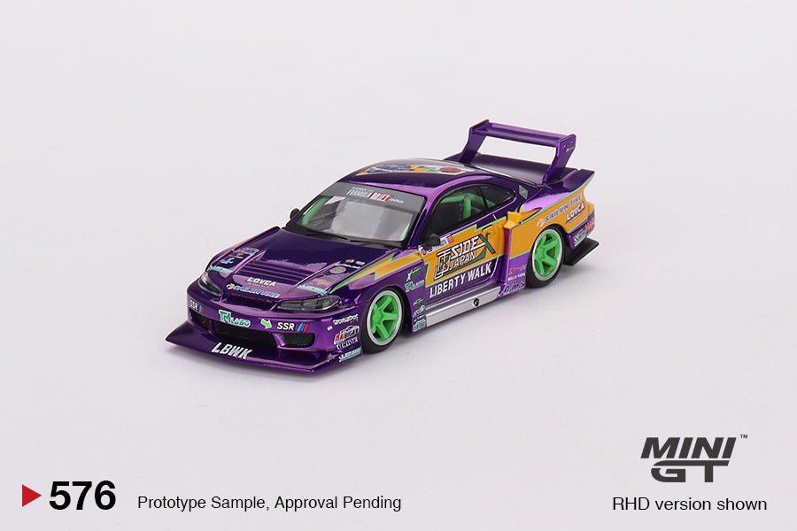 Mini GT No.576 LB-Super Silhouette Nissan S15 SILVIA #555 2022 Formula Drift Japan