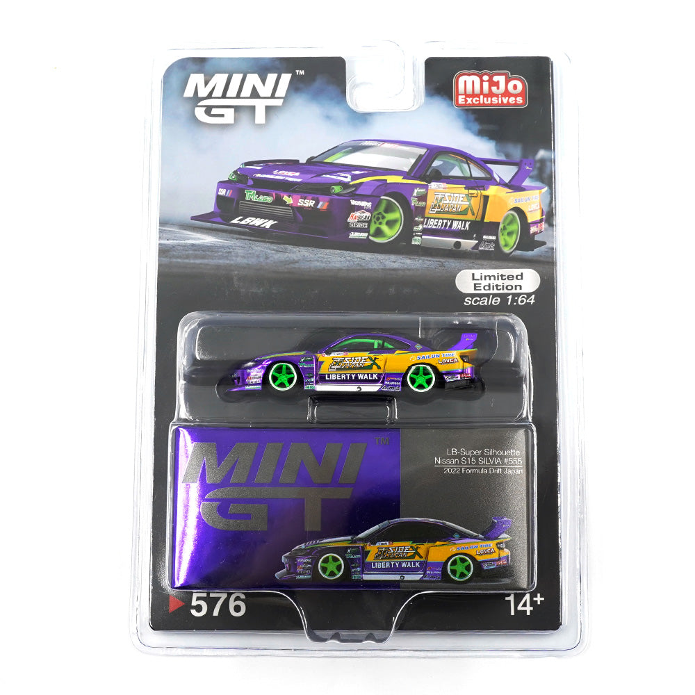 Mini GT No.576 LB-Super Silhouette Nissan S15 SILVIA #555 2022 Formula Drift Japan (Blister Pack)