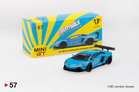 Mini GT No.57 LB★WORKS Lamborghini Aventador Light Blue (Hong Kong Exclusive Model)