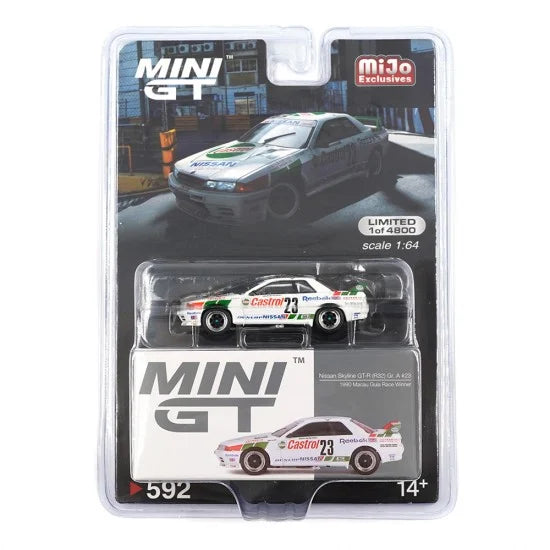 Mini GT No.592 Nissan Skyline GT-R (R32) Gr. A #23 1990 Macau Guia Race Winner (Blister Pack) - MiJo Exclusive