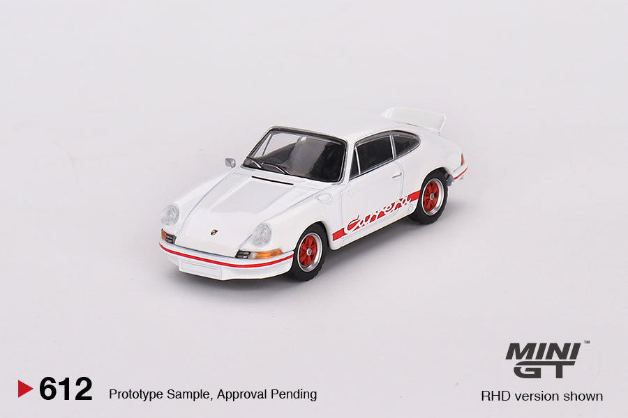 Mini GT No.612 Porsche 911 Carrera RS 2.7 Grand Prix White with Red Livery (Blister Pack) - MiJo Exclusives