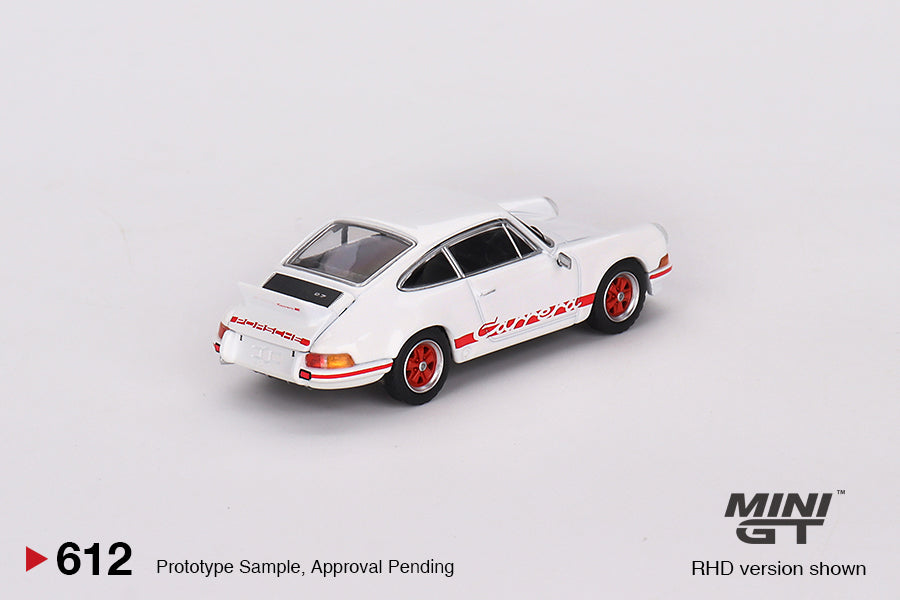 Mini GT No.612 Porsche 911 Carrera RS 2.7 Grand Prix White with Red Livery (Blister Pack) - MiJo Exclusives