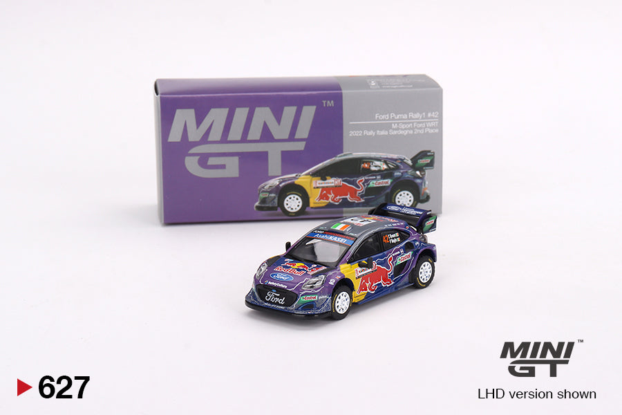 Mini GT No.627 Ford Puma Rally1 #42 M-Sport Ford WRT 2022 Rally Italia Sardegna 2nd Place