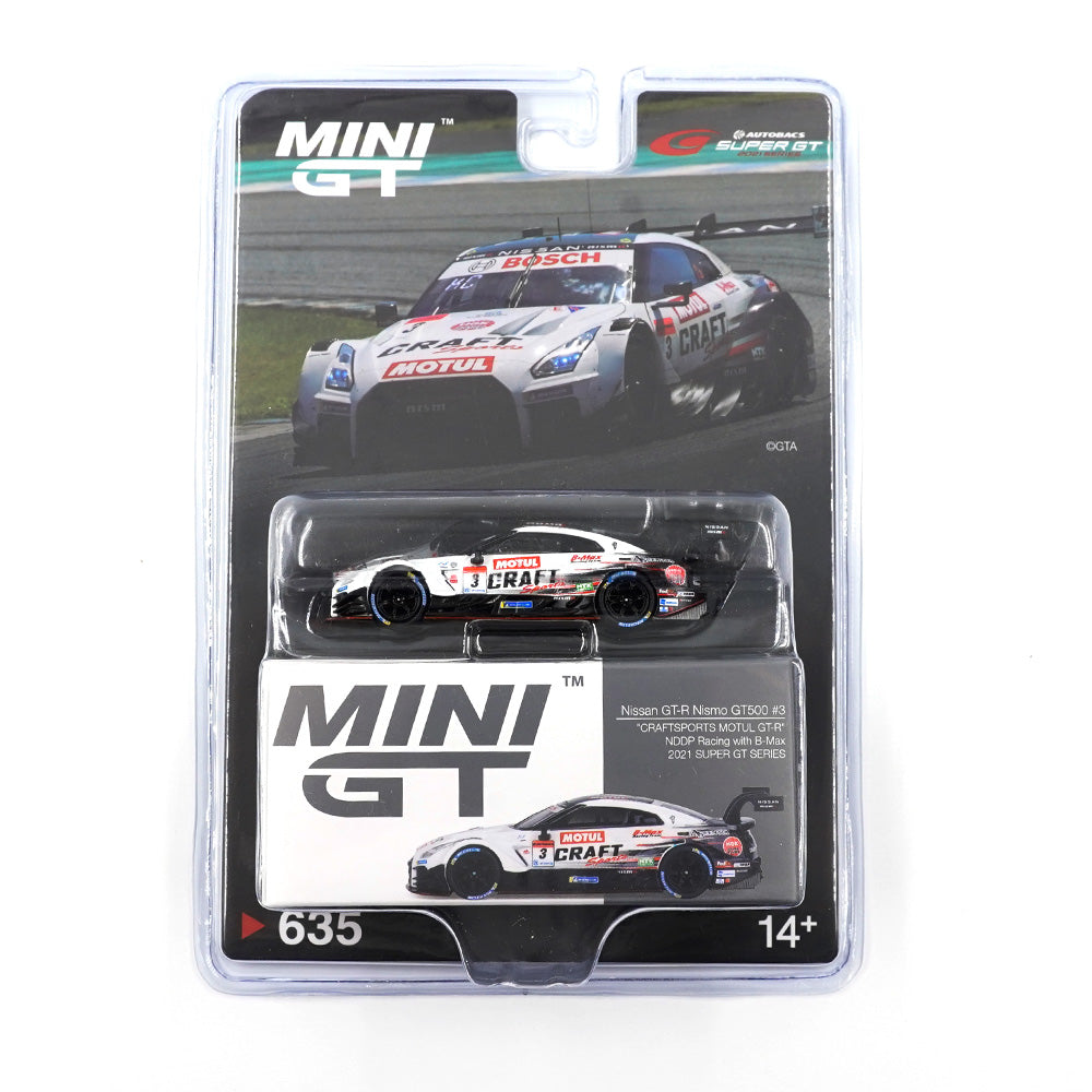 Mini GT No.635 Nissan GT-R Nismo GT500 #3 "CRAFTSPORTS MOTUL GT-R" NDDP Racing with B-Max 2021 Super GT Series (Blister Pack) - Japan Exclusive