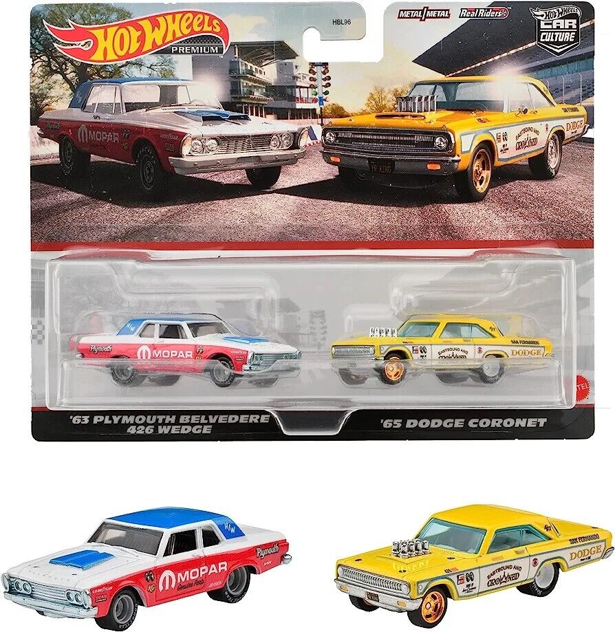 Hot Wheels Premium Car Culture '63 Plymouth Belvedere 426 Wedge & ‘65 Dodge Coronet (Twin Pack) - Japanese Stock