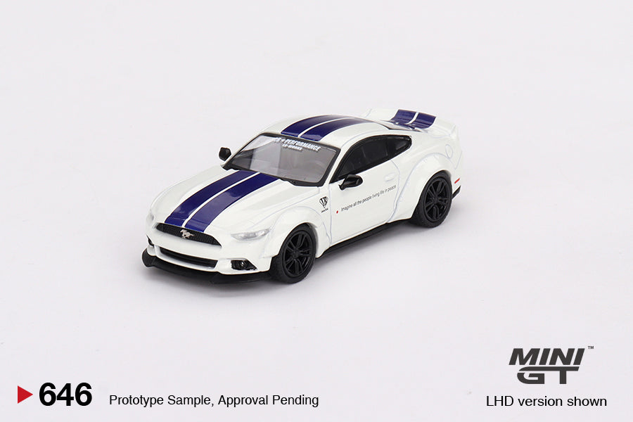 Mini GT No.646 Ford Mustang GT LB WORKS White Mini Toy Sensei