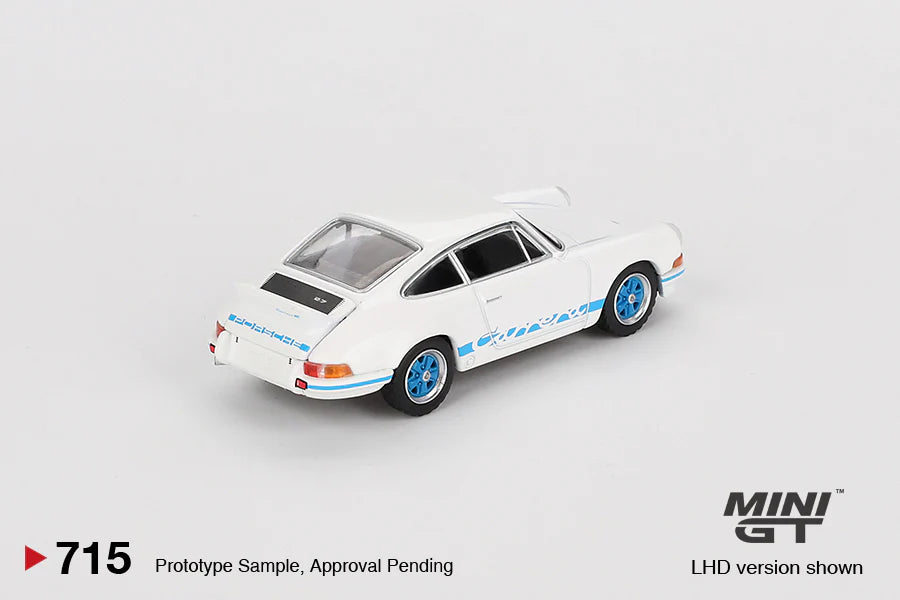 Mini GT No.715 Porsche 911 Carrera RS 2.7 Grand Prix White with Blue Livery