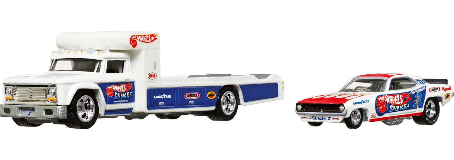 Hot Wheels Premium Car Culture Team Transport Set #46 - '72 Plymouth Cuda FC & Retro Rig - Japanese Stock