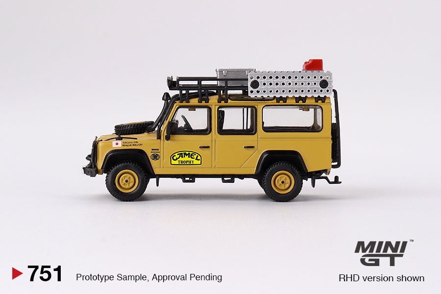 Mini GT No.751 Land Rover Defender 110 1989 Camel Trophy Amazon Team Japan