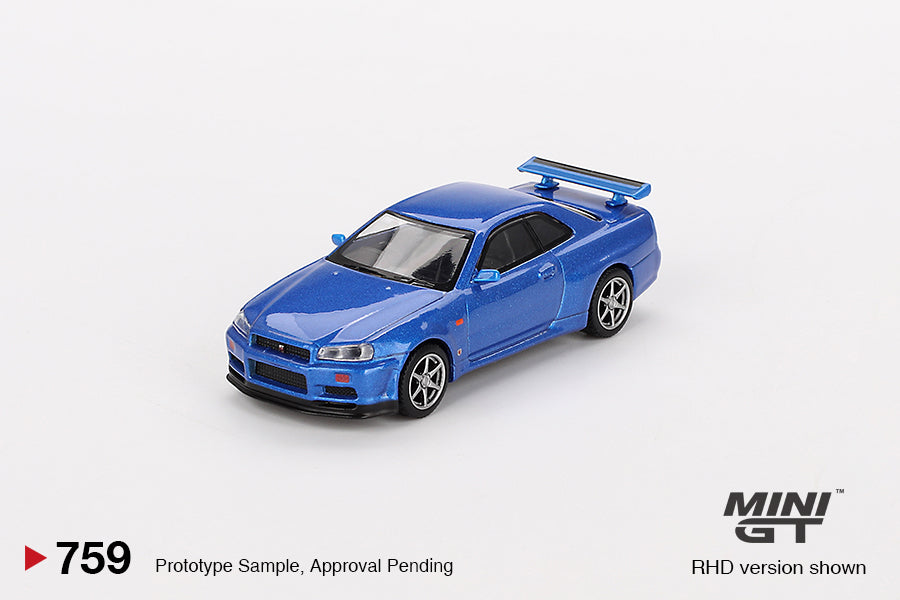 Mini GT No.759 Nissan Skyline GT-R (R34) V-Spec Bayside Blue