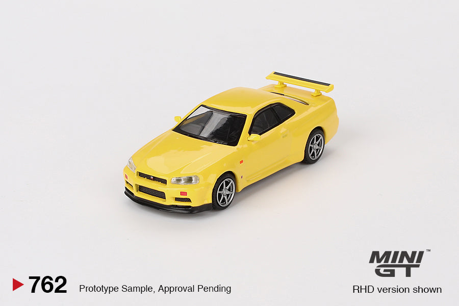 Mini GT No.762 Nissan Skyline GT-R (R34) V-Spec Lightning Yellow