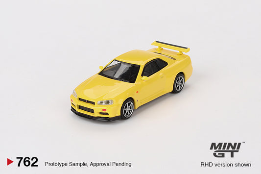 Mini GT No.762 Nissan Skyline GT-R (R34) V-Spec Lightning Yellow