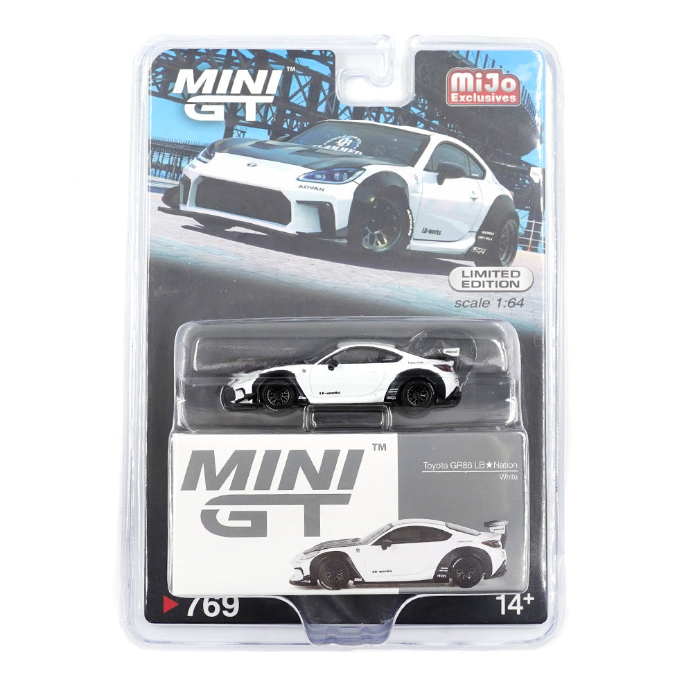 Mini GT No.769 Toyota GR86 LB★Nation White (Blister Pack) - MIJO Exclusives