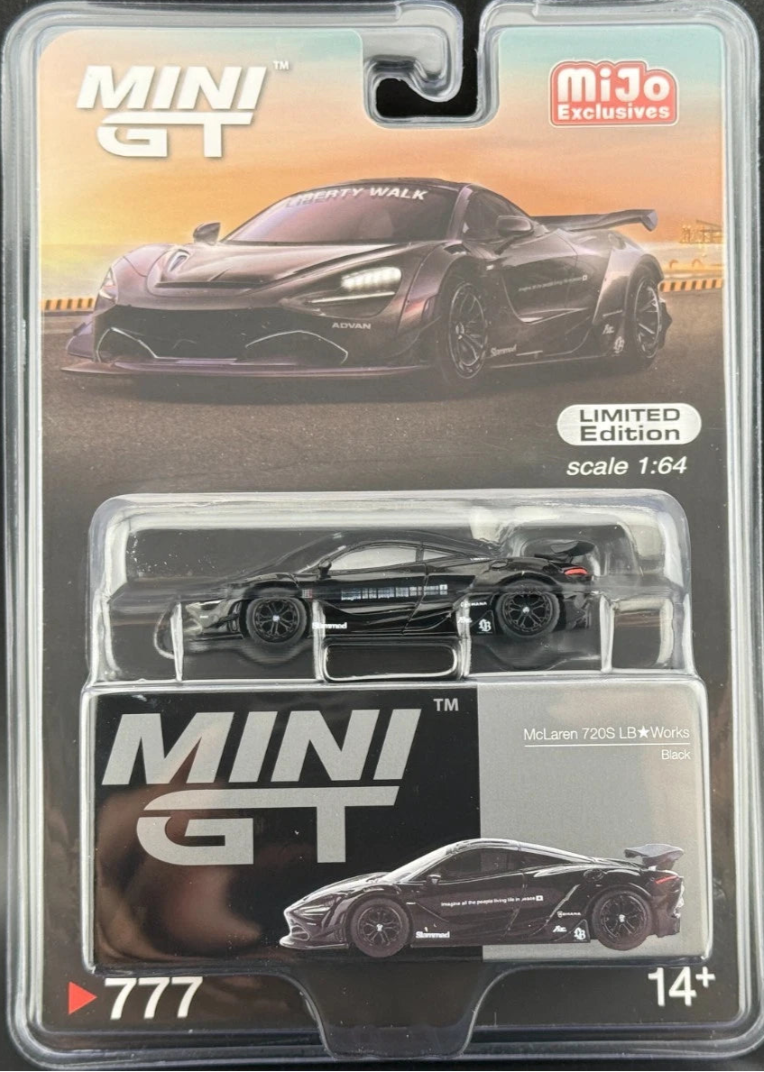 Mini GT No.777 McLaren 720S LB★Works Black (Blister Pack) - MiJo Exclusives