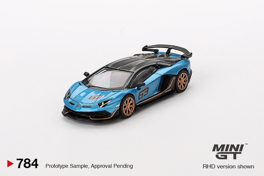 Mini GT No.784 Lamborghini Aventador SVJ 63 Blu Aegir