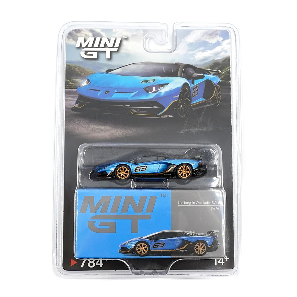 Mini GT No.784 Lamborghini Aventador SVJ 63 Blu Aegir (Blister Pack)