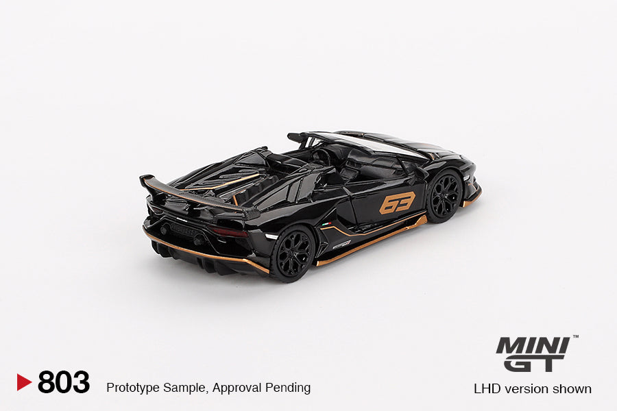 Mini GT No.803 Lamborghini Aventador SVJ 63 Roadster Nero Aldebaran