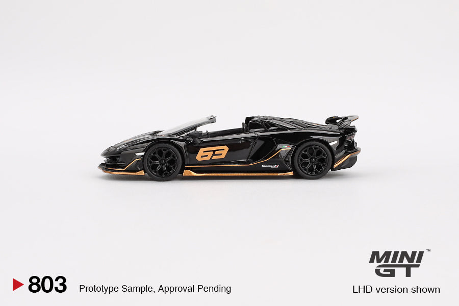 Mini GT No.803 Lamborghini Aventador SVJ 63 Roadster Nero Aldebaran