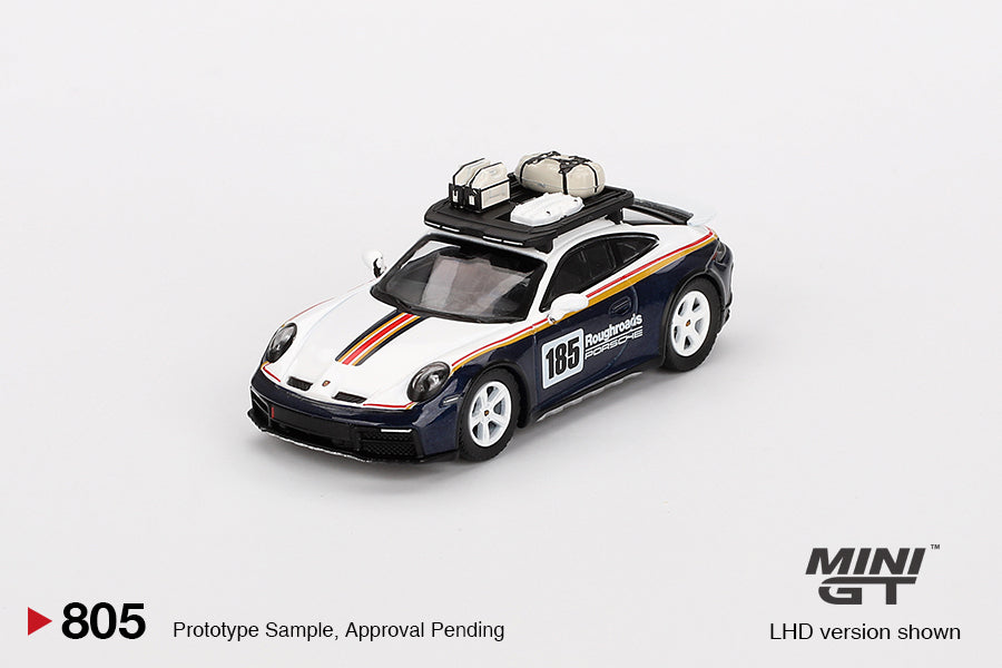 Mini GT No.805 Porsche 911 Dakar Rallye Design Package White/Gentian Blue Metallic