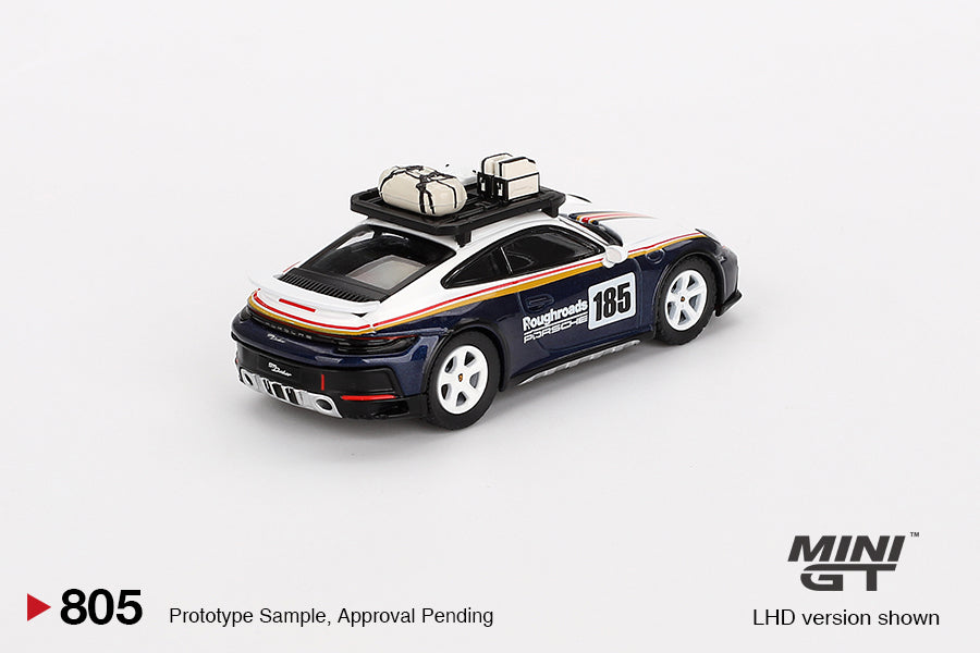 Mini GT No.805 Porsche 911 Dakar Rallye Design Package White/Gentian Blue Metallic