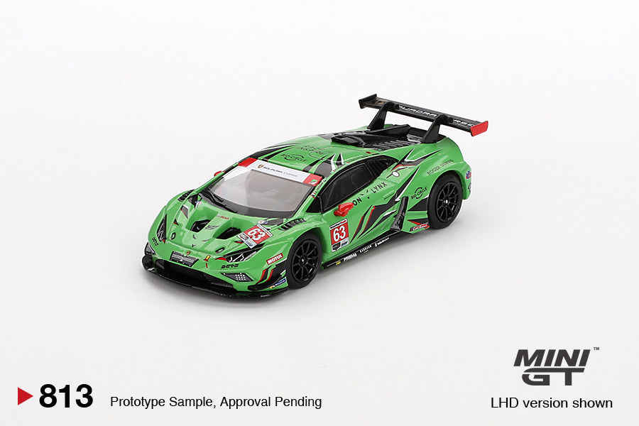 Mini GT No.813 Lamborghini Huracán GT3 EVO2 #63 IMSA 2023 Daytona 24 Hrs Iron Lynx (Blister Pack)