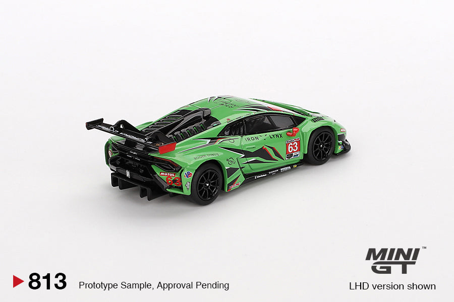 Mini GT No.813 Lamborghini Huracán GT3 EVO2 #63 IMSA 2023 Daytona 24 Hrs Iron Lynx (Blister Pack)